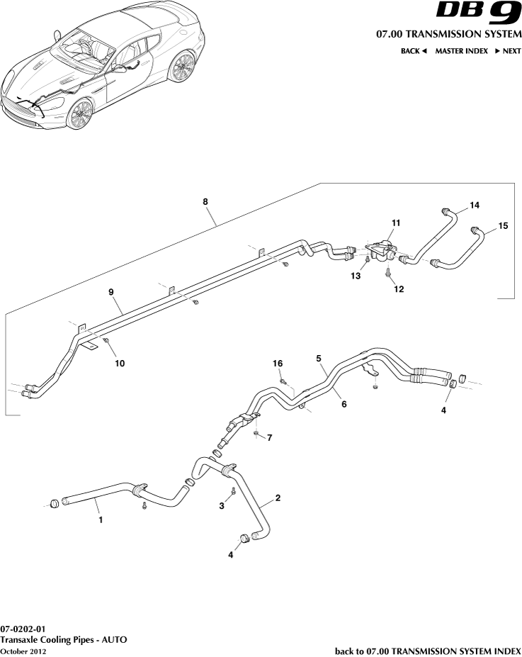 Transmission Oil Cooler Pipes of Aston Martin Aston Martin GT DB9 (2004-2017)