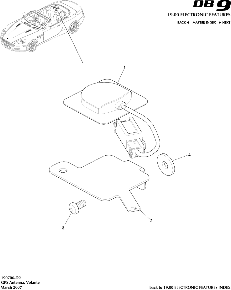GPS Antenna, Volante of Aston Martin Aston Martin GT DB9 (2004-2017)