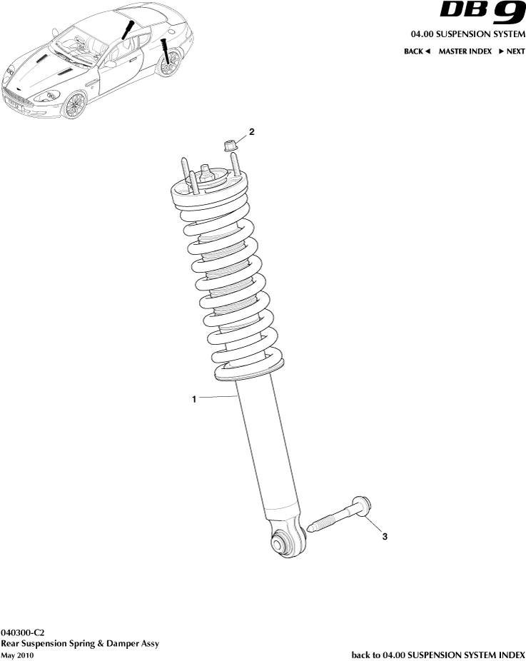 Rear Spring & Damper, 09MY on of Aston Martin Aston Martin GT DB9 (2004-2017)