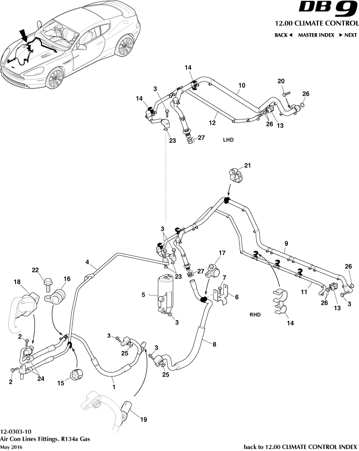 Air Con Lines, R134a Gas of Aston Martin Aston Martin GT DB9 (2004-2017)