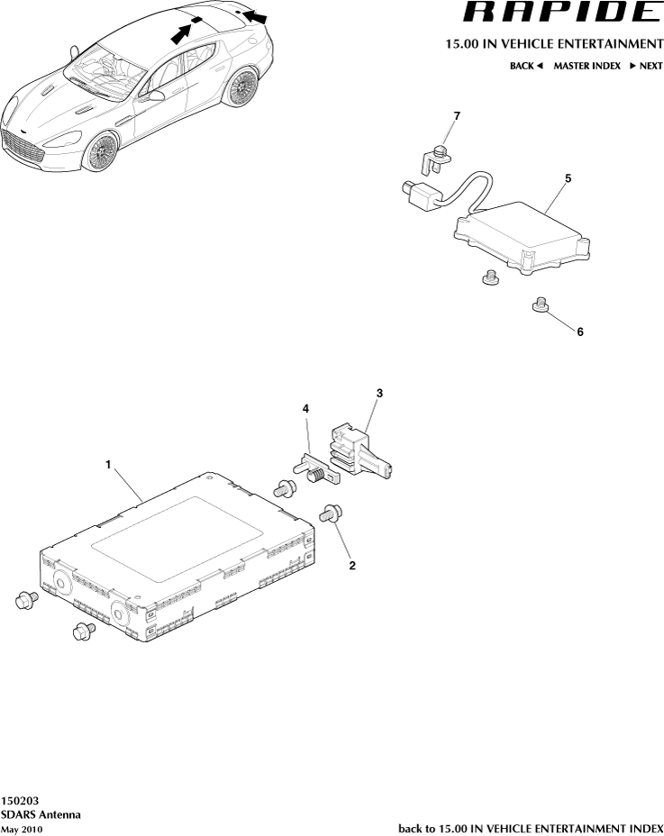 SDARS Antenna of Aston Martin Aston Martin GT RAPIDE (2010-2019)
