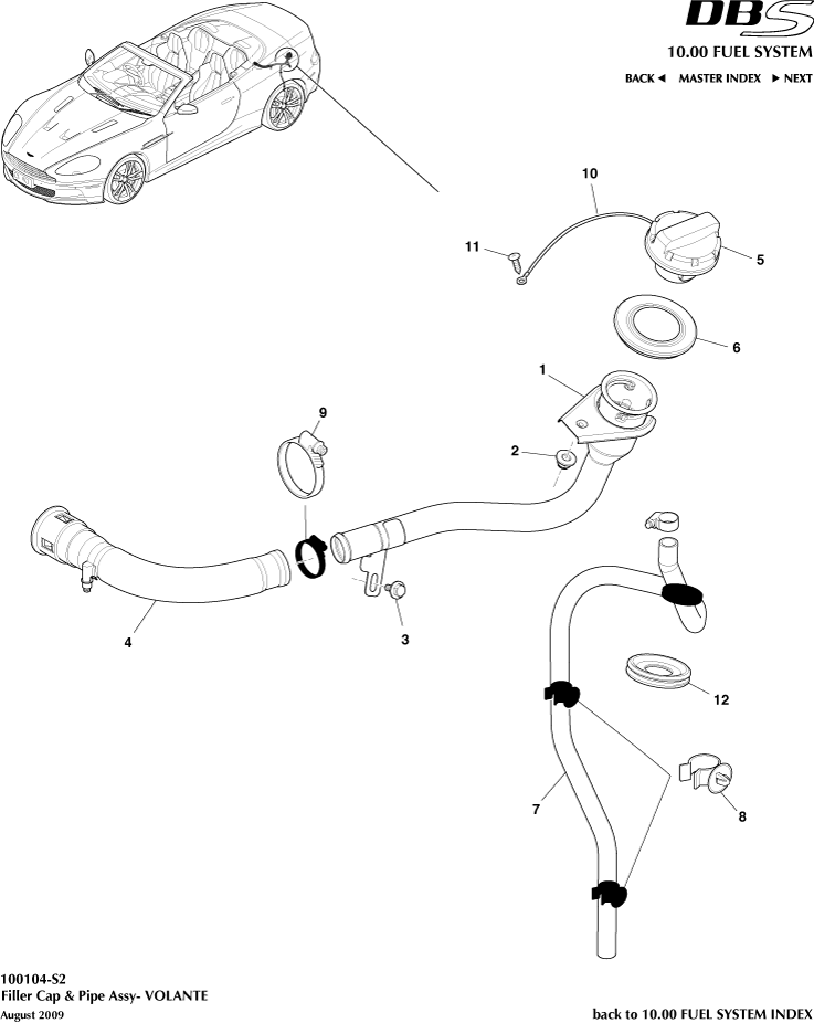Fuel Filler Cap & Pipe, Volante of Aston Martin Aston Martin GT DBS (2007-2012)