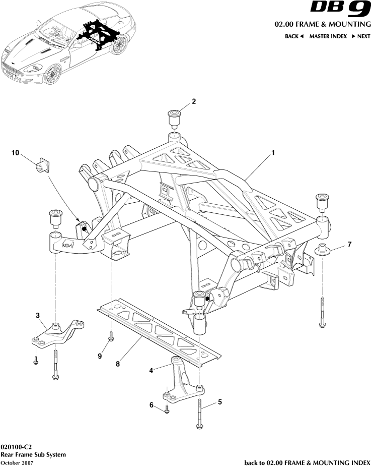Rear Subframe of Aston Martin Aston Martin GT DB9 (2004-2017)