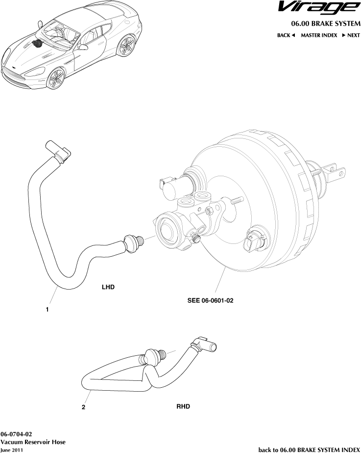 Vacuum Reservoir Hose of Aston Martin Aston Martin GT VIRAGE (2012-2013)