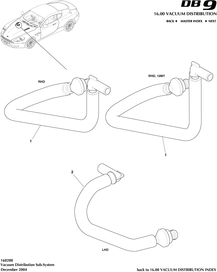 Vacuum Distribution Subsystem of Aston Martin Aston Martin GT DB9 (2004-2017)