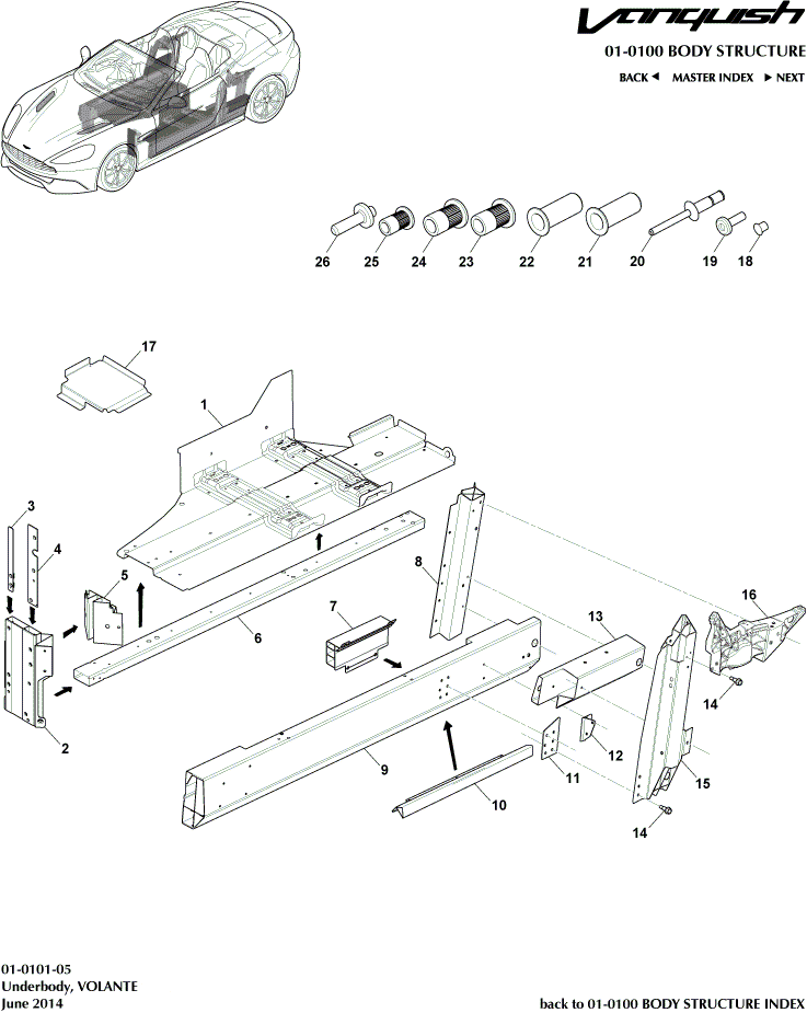 Body Structure - Underbody, Volante of Aston Martin Aston Martin GT VANQUISH (2013-2018)