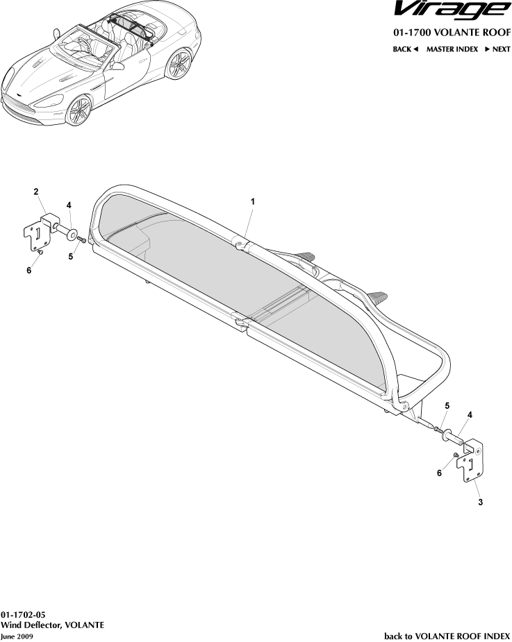 Volante Roof & Sunroof - Wind Deflector of Aston Martin Aston Martin GT VIRAGE (2012-2013)