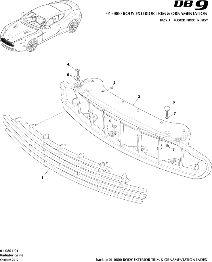 Body Exterior Trim & Ornamentation - Radiator Grille of Aston Martin Aston Martin GT DB9 (2004-2017)
