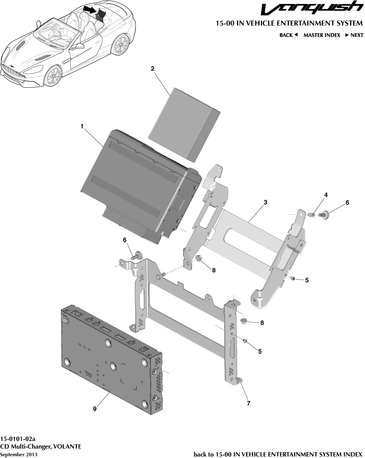 CD Multi Changer, Volante of Aston Martin Aston Martin GT VANQUISH (2013-2018)