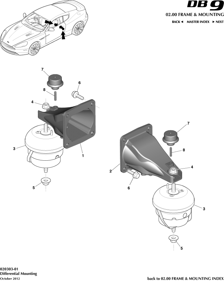 Powertrain Mountings of Aston Martin Aston Martin GT DB9 (2004-2017)