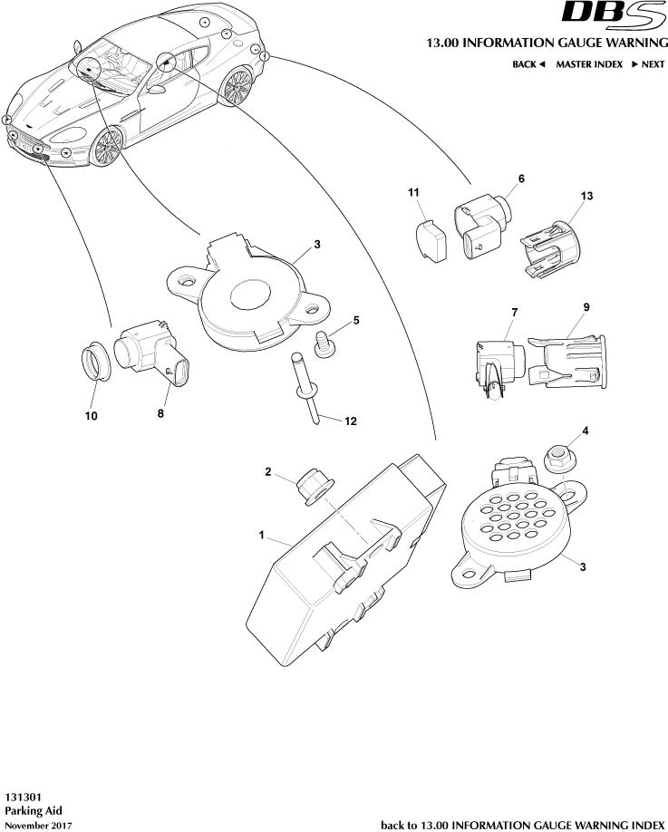 Parking Aid Sensors of Aston Martin Aston Martin GT DBS (2007-2012)