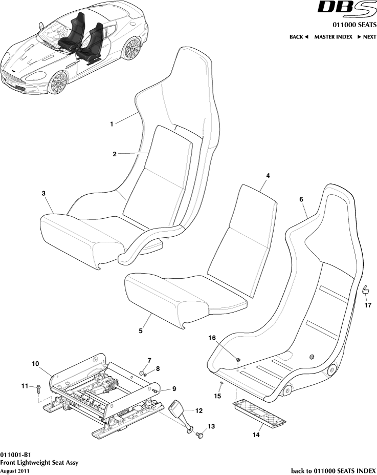 Front Lightweight Seat of Aston Martin Aston Martin GT DBS (2007-2012)