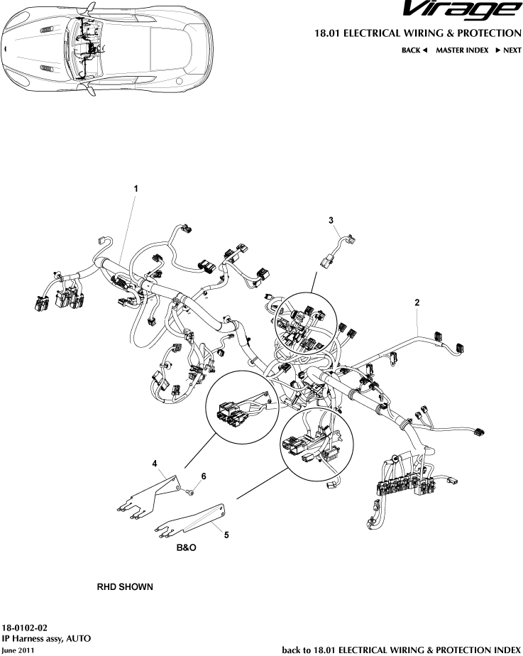Electrical Wiring & Protection - IP Harness of Aston Martin Aston Martin GT VIRAGE (2012-2013)