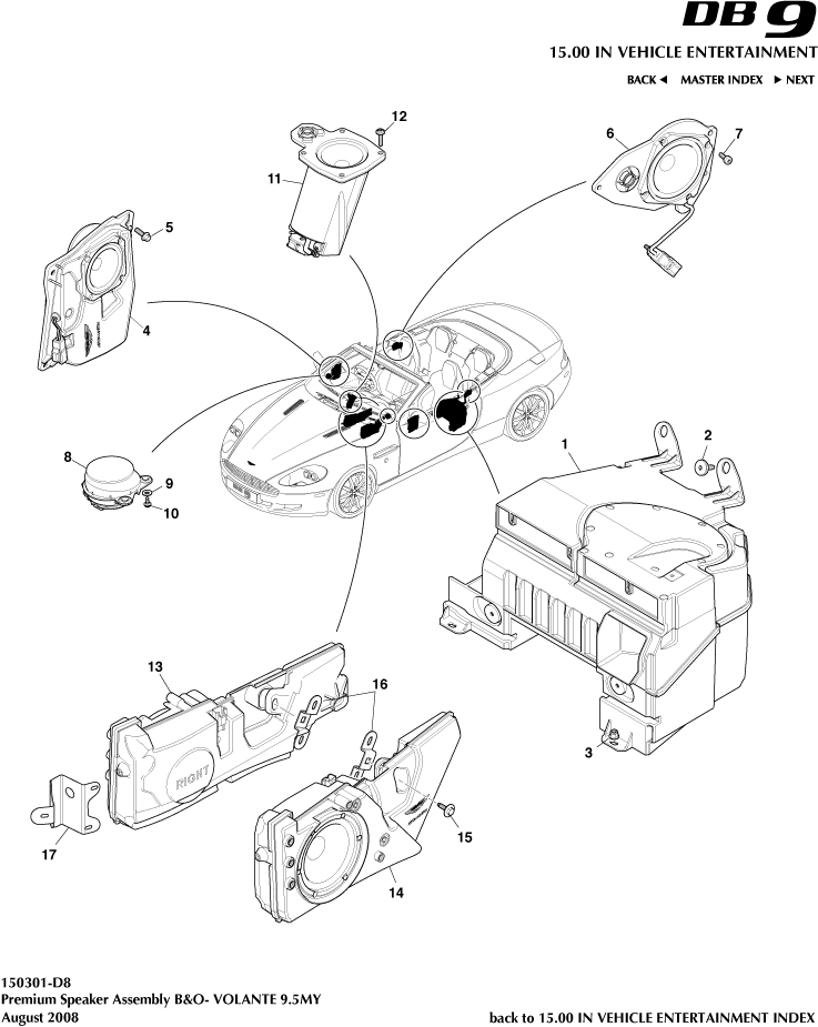 Speaker, Premium, Volante of Aston Martin Aston Martin GT DB9 (2004-2017)