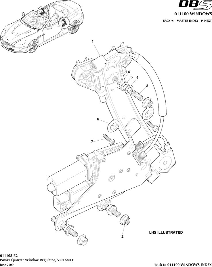 Rear Quarter Regulators, Volante of Aston Martin Aston Martin GT DBS (2007-2012)