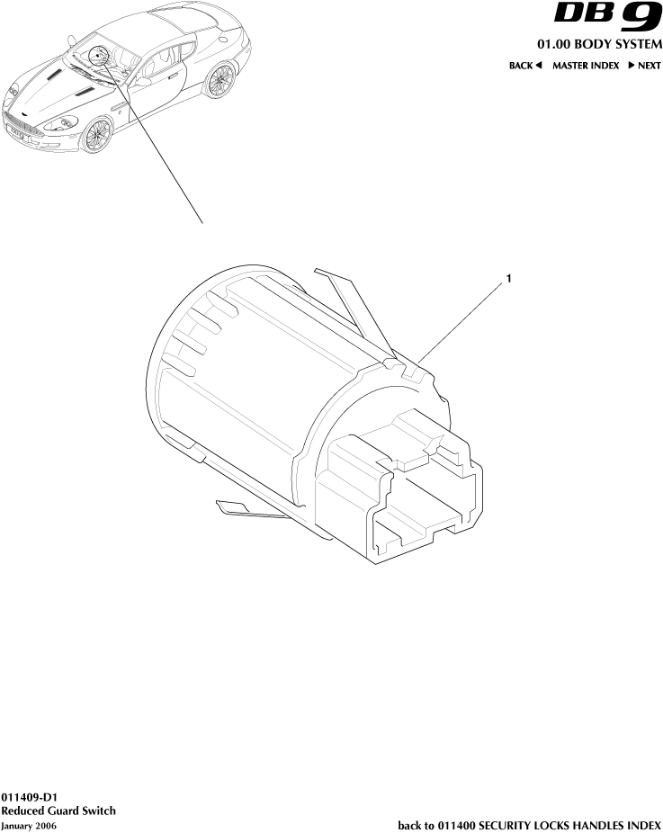 Security Locks and Handles - Reduced Guard Switch of Aston Martin Aston Martin GT DB9 (2004-2017)