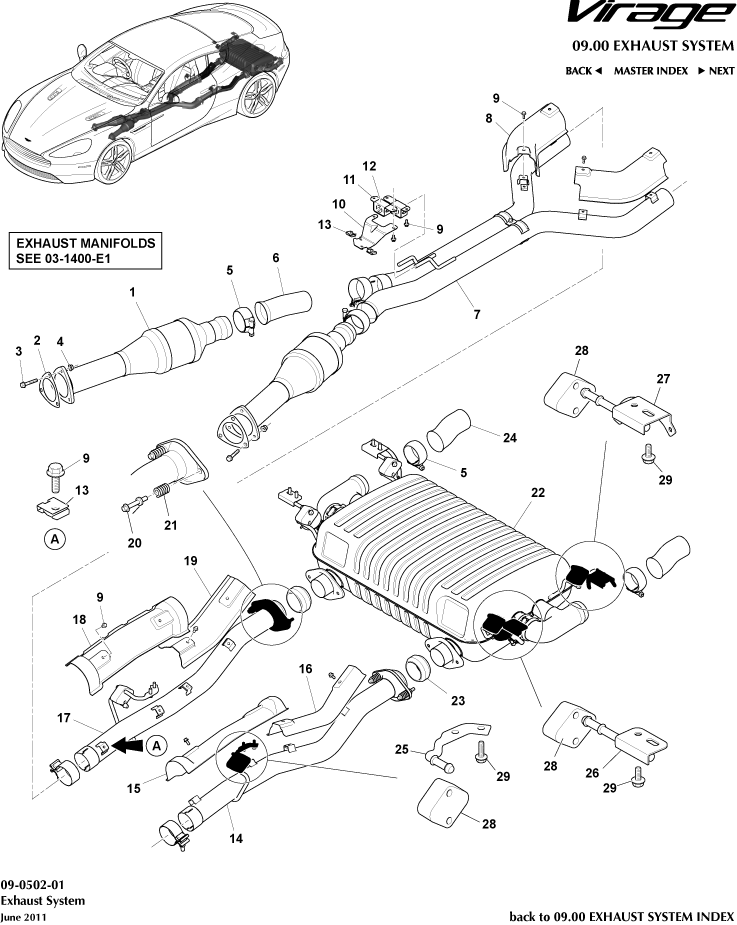 Exhaust System of Aston Martin Aston Martin GT VIRAGE (2012-2013)