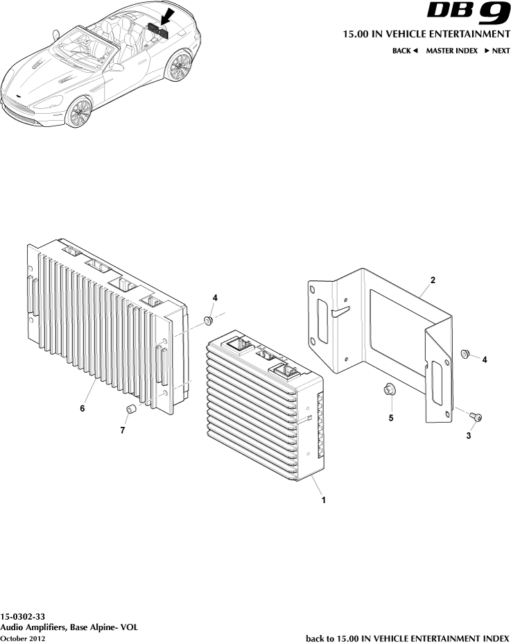 Amplifiers, Alpine, Volante of Aston Martin Aston Martin GT DB9 (2004-2017)