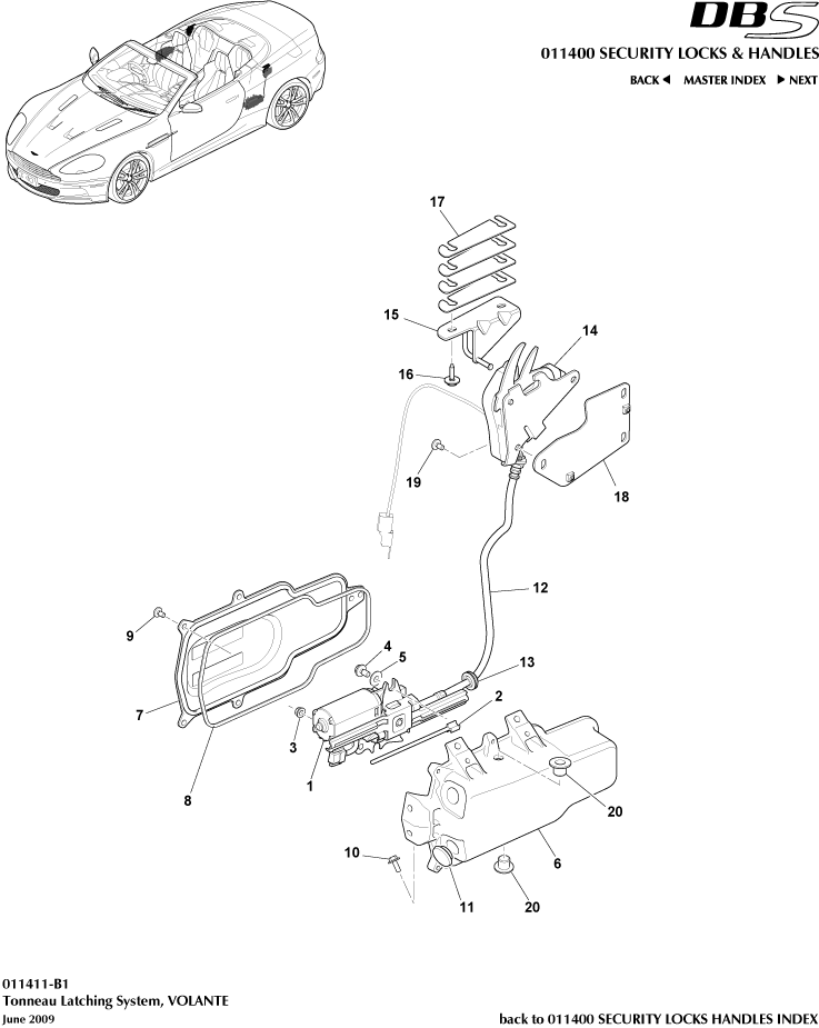 Security Locks and Handles - Tonneau Latching System of Aston Martin Aston Martin GT DBS (2007-2012)