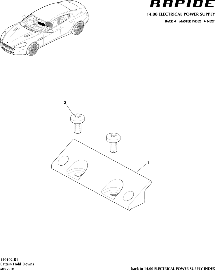 Battery Hold Downs of Aston Martin Aston Martin GT RAPIDE (2010-2019)
