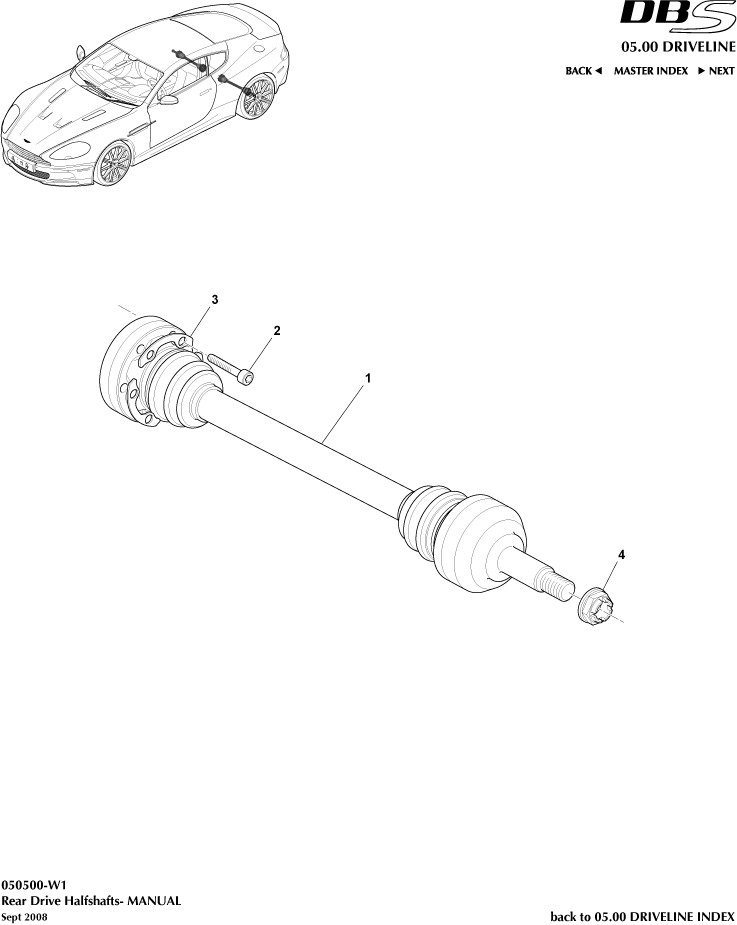 Rear Halfshaft Assembly, Manual of Aston Martin Aston Martin GT DBS (2007-2012)