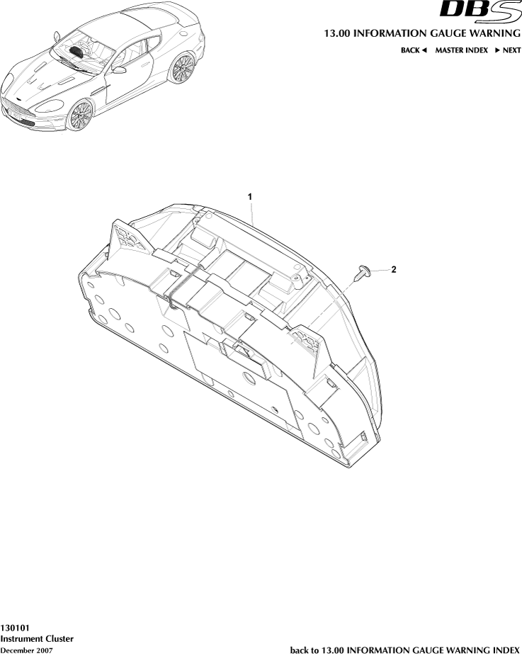 Instrument Cluster of Aston Martin Aston Martin GT DBS (2007-2012)