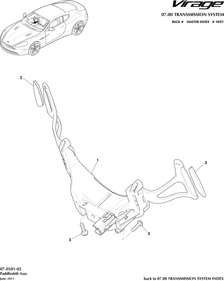 Paddleshift of Aston Martin Aston Martin GT VIRAGE (2012-2013)