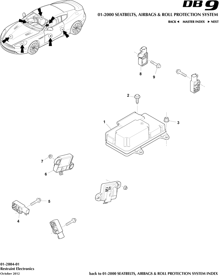 Occupant Restraining Devices - Restraint Electronics of Aston Martin Aston Martin GT DB9 (2004-2017)