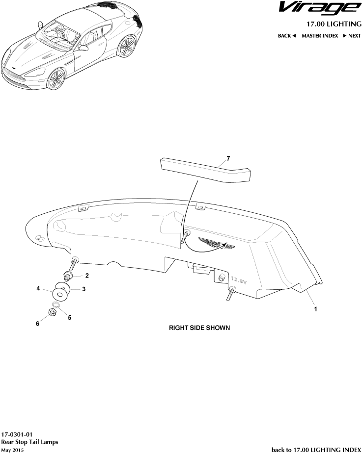 Rear Lamps of Aston Martin Aston Martin GT VIRAGE (2012-2013)