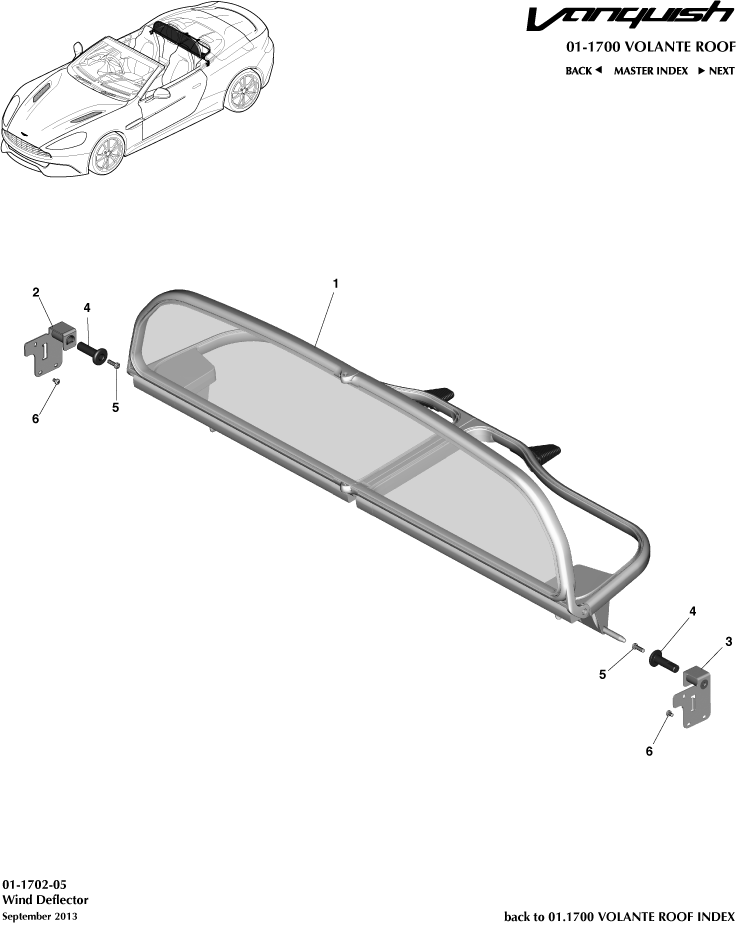 Volante Roof - Wind Deflector of Aston Martin Aston Martin GT VANQUISH (2013-2018)