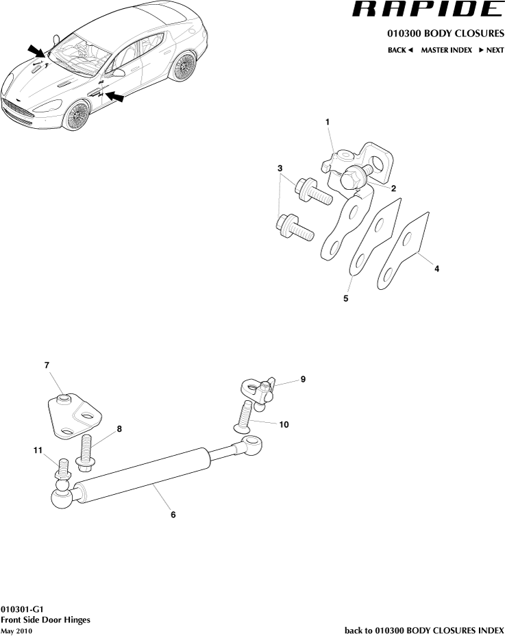 Body Closures - Front Door Hinge Assembly of Aston Martin Aston Martin GT RAPIDE (2010-2019)