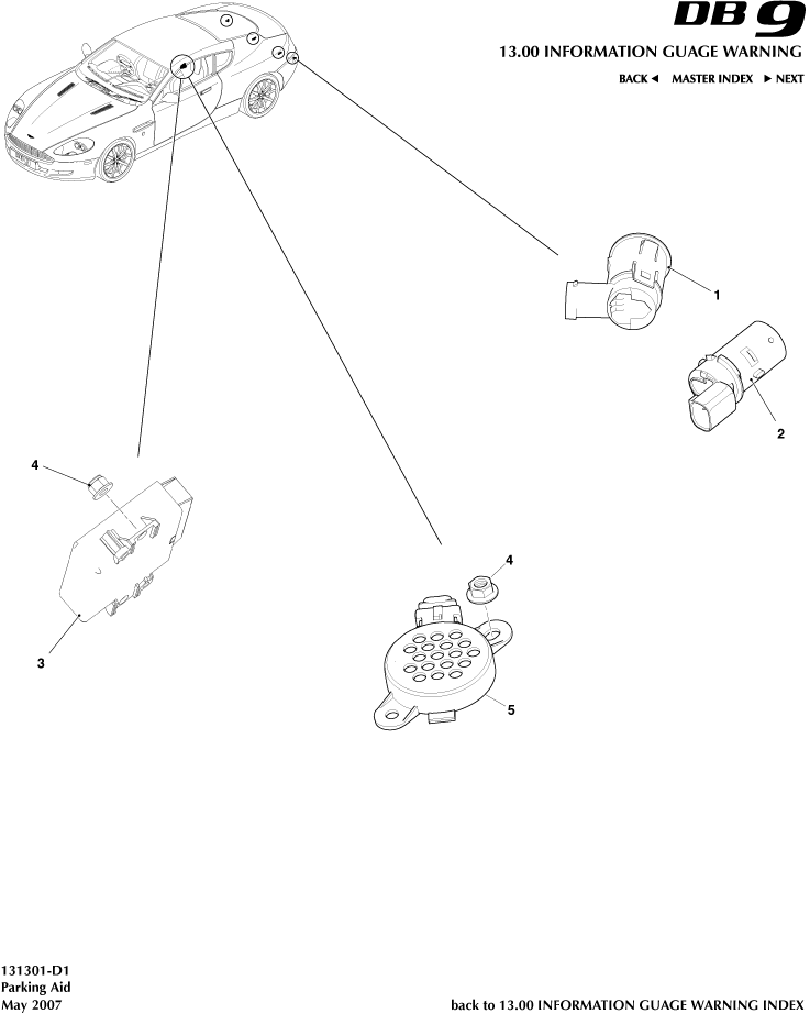 Parking Aid Sensors of Aston Martin Aston Martin GT DB9 (2004-2017)