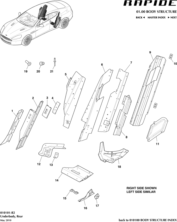 Body Structure - Underbody, Rear of Aston Martin Aston Martin GT RAPIDE (2010-2019)