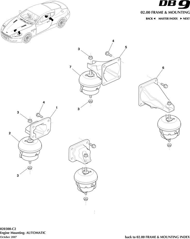 Engine Mountings of Aston Martin Aston Martin GT DB9 (2004-2017)