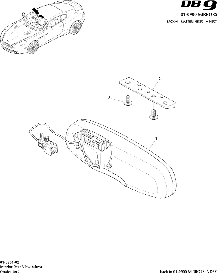 Rear View Mirrors - Interior Mirror of Aston Martin Aston Martin GT DB9 (2004-2017)