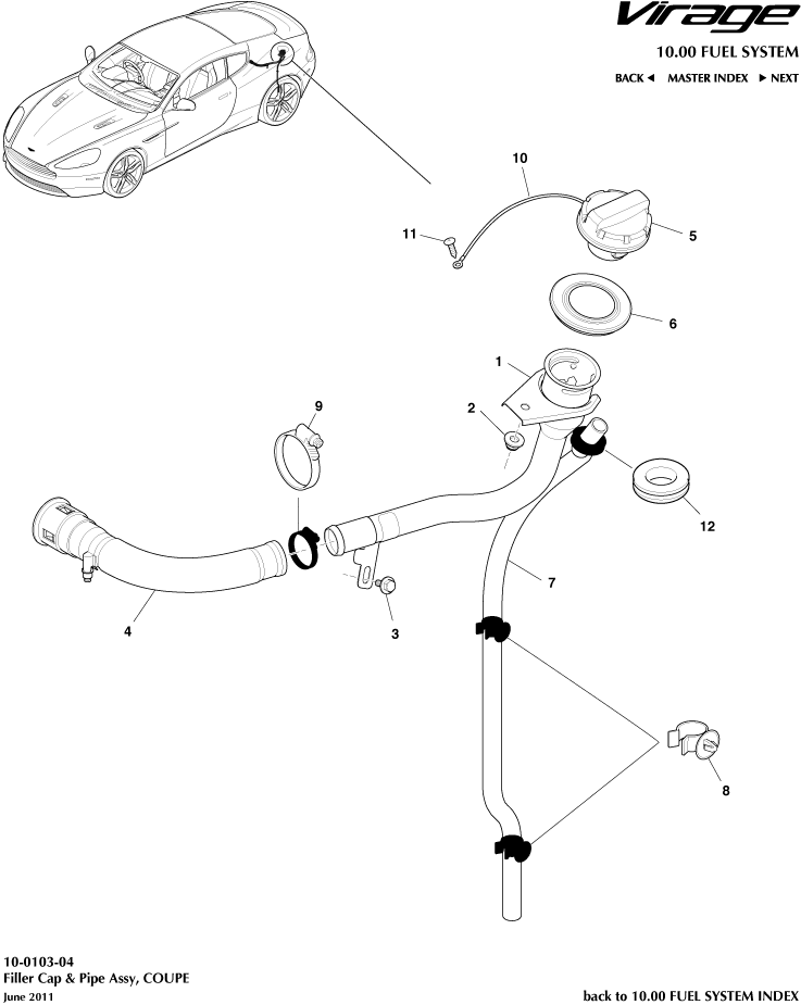 Fuel Filler Assembly, Coupe of Aston Martin Aston Martin GT VIRAGE (2012-2013)