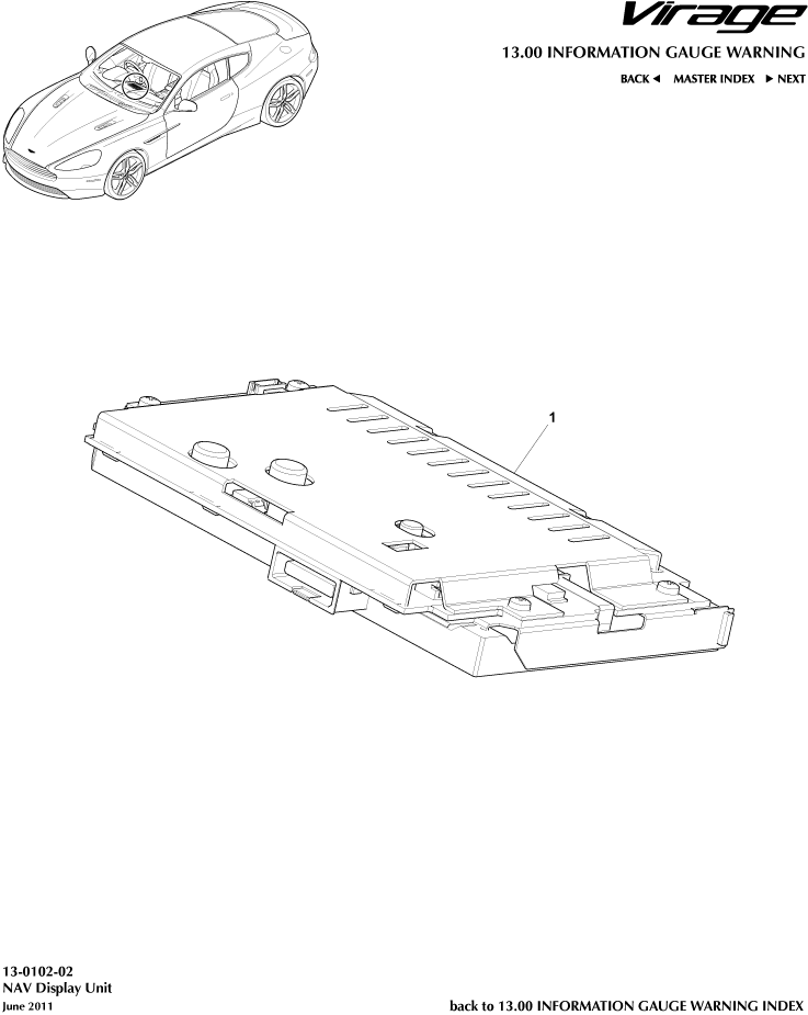 Sat Nav Display of Aston Martin Aston Martin GT VIRAGE (2012-2013)