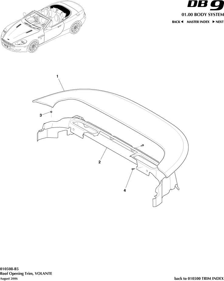 Interior Trim - Roof Opening Trim of Aston Martin Aston Martin GT DB9 (2004-2017)