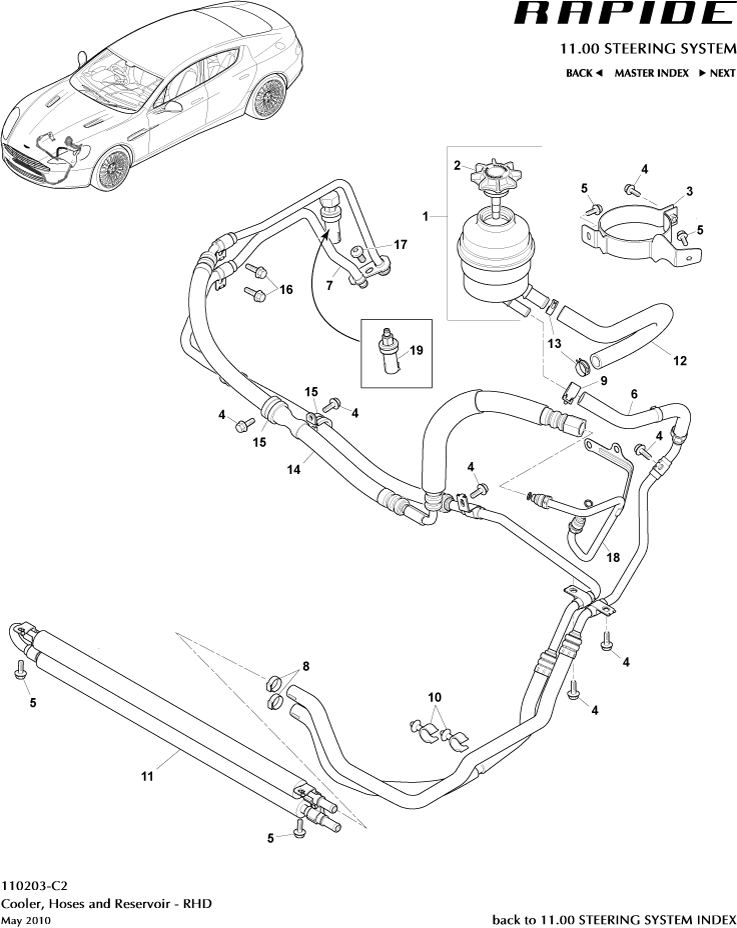 PAS Hoses, RHD of Aston Martin Aston Martin GT RAPIDE (2010-2019)