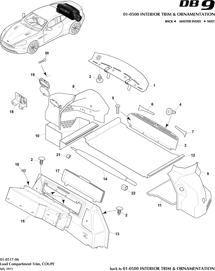 Interior Trim & Ornamentation - Load Compartment Trim, Coupe of Aston Martin Aston Martin GT DB9 (2004-2017)