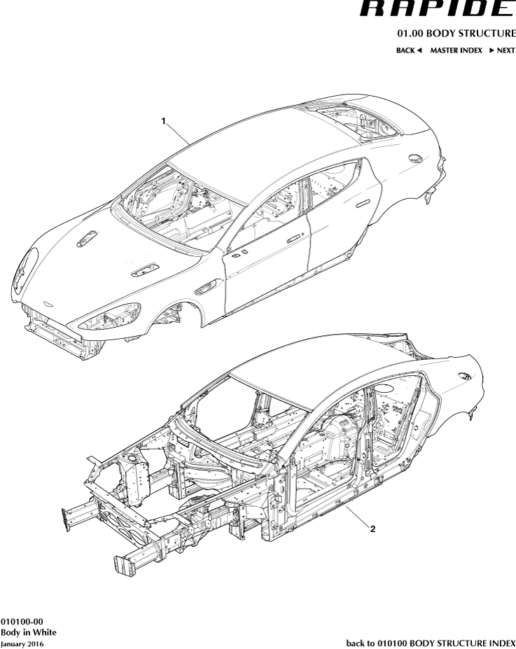 Body Structure - Body in White of Aston Martin Aston Martin GT RAPIDE (2010-2019)