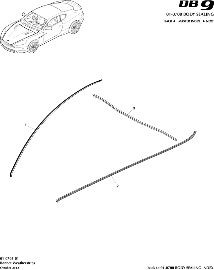 Body Sealing - Bonnet Weatherstrips of Aston Martin Aston Martin GT DB9 (2004-2017)