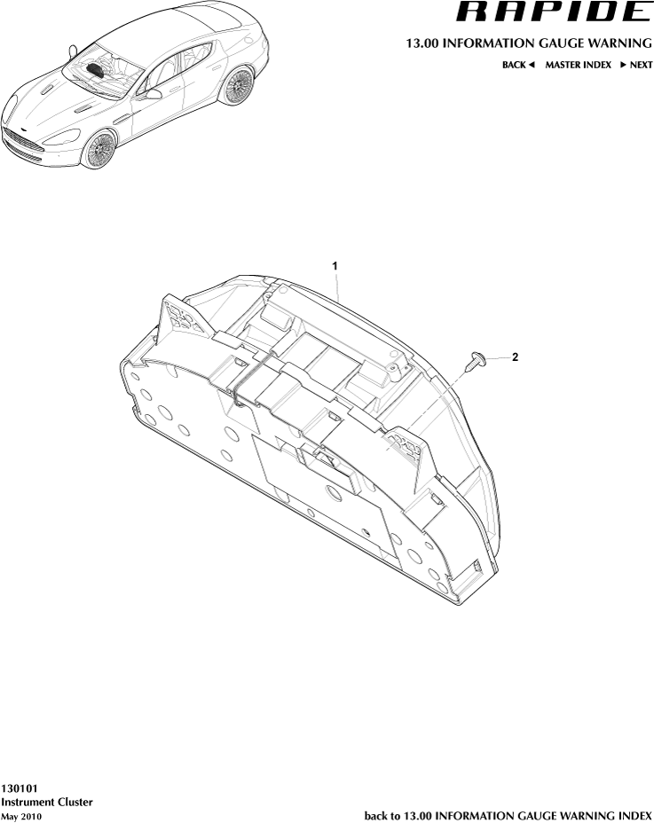 Instrument Cluster of Aston Martin Aston Martin GT RAPIDE (2010-2019)