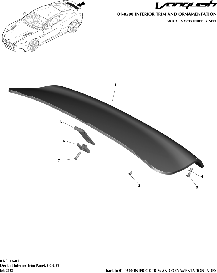 Interior Trim & Ornamentation - Tailgate Trim Panel, Coupe of Aston Martin Aston Martin GT VANQUISH (2013-2018)