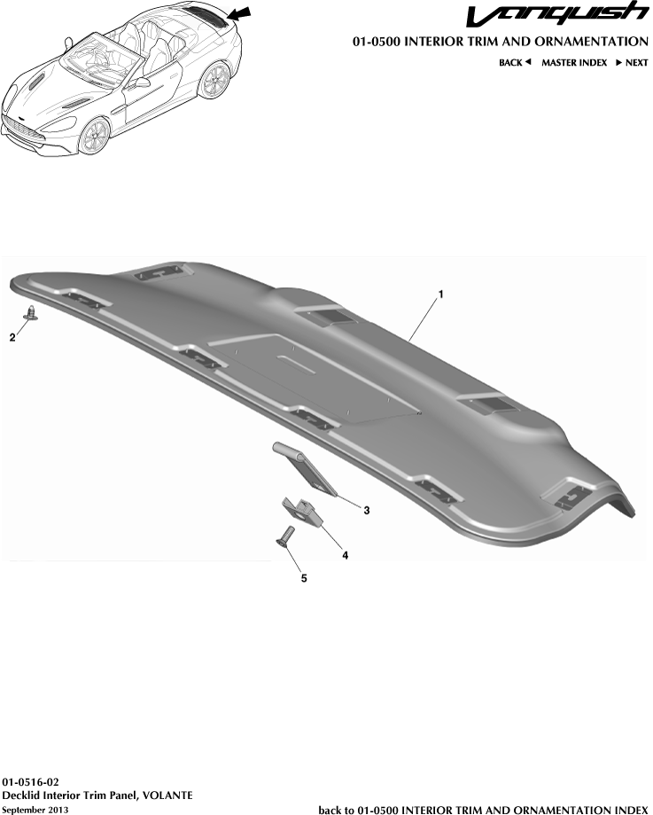 Interior Trim & Ornamentation - Tailgate Trim Panel, Volante of Aston Martin Aston Martin GT VANQUISH (2013-2018)