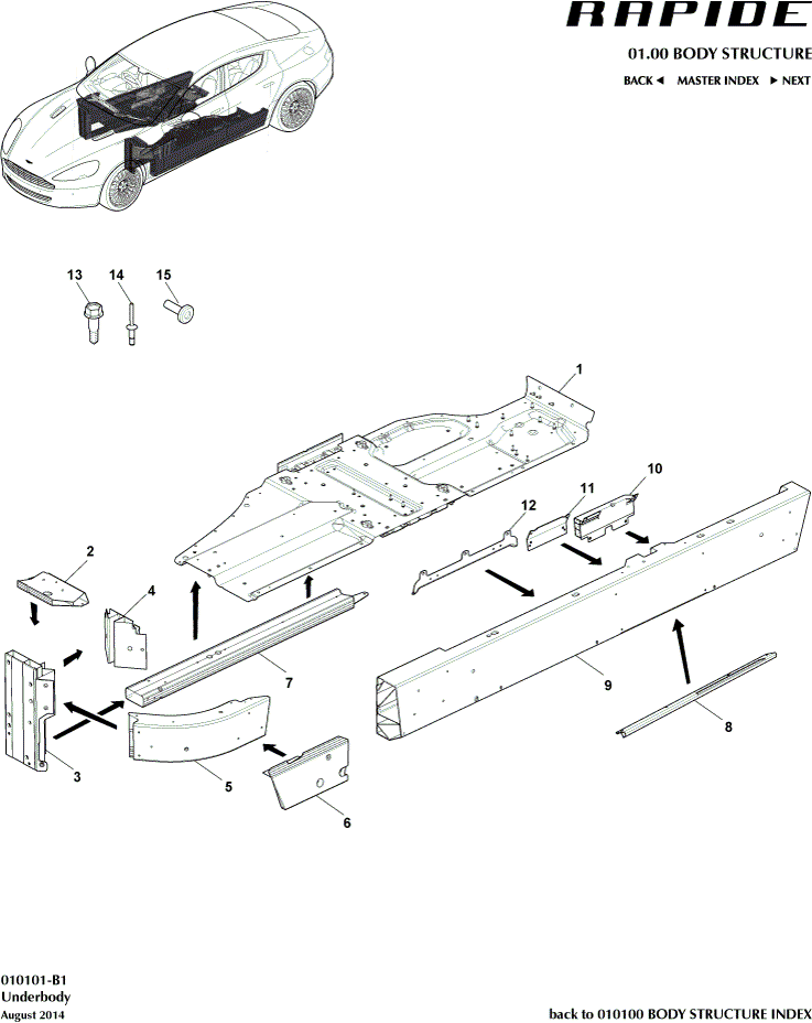 Body Structure - Underbody of Aston Martin Aston Martin GT RAPIDE (2010-2019)