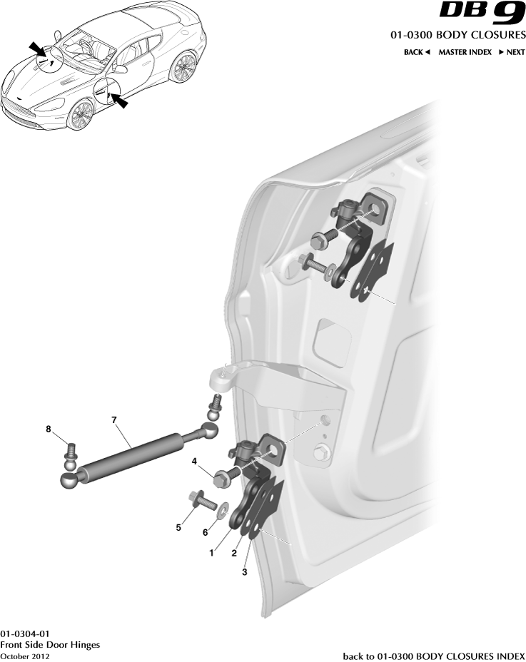 Body Closures - Door Hinge Assembly of Aston Martin Aston Martin GT DB9 (2004-2017)