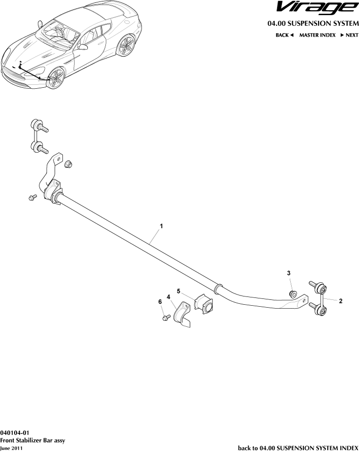 Front Stabiliser Bar of Aston Martin Aston Martin GT VIRAGE (2012-2013)