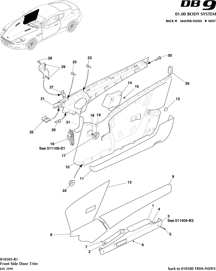 Interior Trim - Door Trim of Aston Martin Aston Martin GT DB9 (2004-2017)