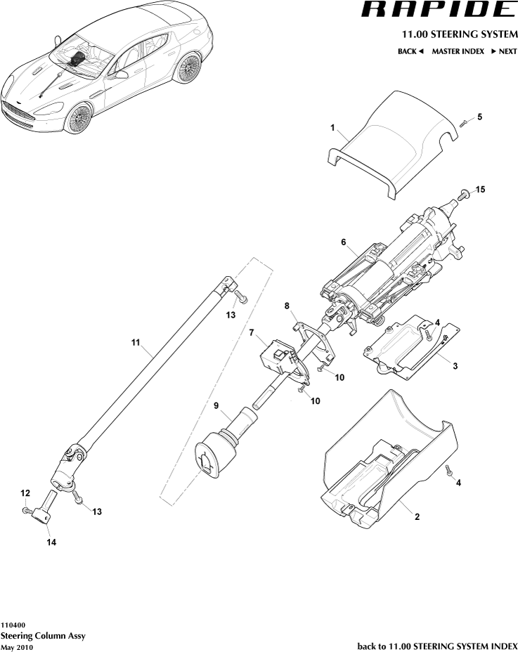 Steering Column Assembly of Aston Martin Aston Martin GT RAPIDE (2010-2019)